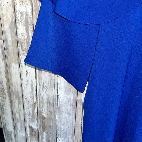 Umgee Cobalt Blue Ruffle Open Sleeve Blouse - Picture 4 of 6